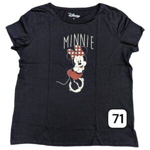 Women's Minnie Black T-Shirt with Romantic Graphic –Classic Disney Style